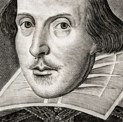 Részlet William Shakespeare portréjából a Comedies, histories,  t...