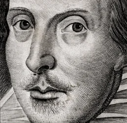 Részlet William Shakespeare portréjából a Comedies, histories,  t...