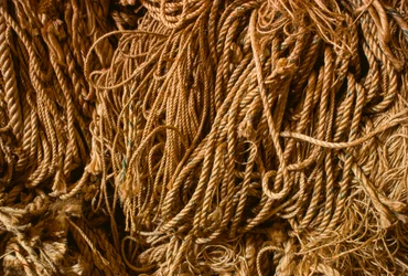 Természetes manilaszálból készült kötél a Columbian Rope Company gyárában, Auburnben,...