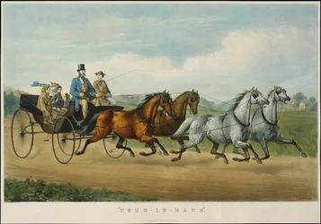 Four-in-Hand, 1861., 1861. Alkotók: Nathaniel Currier, James Merritt Ives, Currier és Ives.