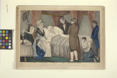 Washington halála (kézzel színezett litográfia)