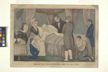 Washington halála (kézzel színezett litográfia)