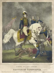 William H. Harrison tábornok a tippecanoe-i csatában, pub. 1840