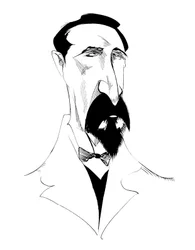 Alexander Borodin, orosz zeneszerző, fekete-fehér karikatúra, 2010, Neale Osborne