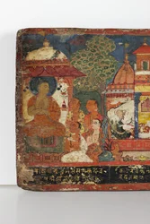 Részlet egy buddhista kéziratos borítóról (átlátszatlan wc fán)