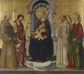 Szűz és a Négy szenttel trónoló gyermek, 1450 körül (tempera és arany a panelen)