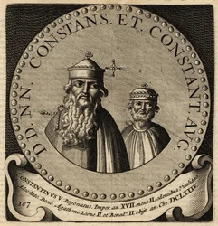 II. Constans és IV. Konstantin bizánci császárok portréja.
