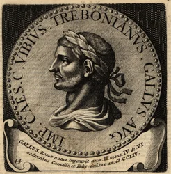 Trebonianus Gallus római császár portréja.