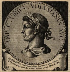 Volusian római császár portréja.