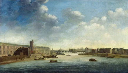 A Szajna a Barbier-hídtól felfelé, a Louvre-tól