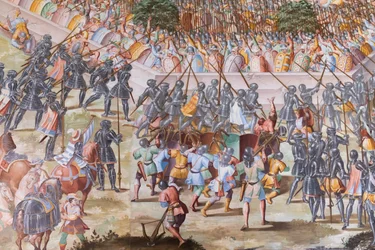 Részlet a freskóról az 1431-es la higueruela-i csata Csatacsarnokában