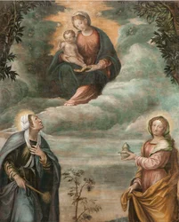 Szeplőtelen Madonna a Gyermek Jézussal és a szentekkel (olaj, vászon)
