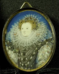 I. Erzsébet angol királynő, 1600 körül (pergamen, ezüst és üveg)