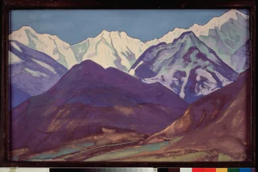 A Kuluta (Kulu-völgy, Himalája-hegység) (India). Nicolas (Nicholas) Roerich (1874-1947) munkája festménye, tempera, vászon