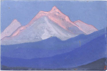 A Himalája par Roerich, Nicholas (1874-1947). Tempera kartonon, mérete: 30,5x45,7