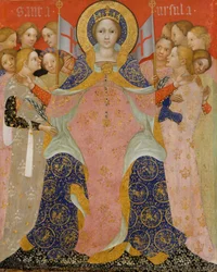 Szent Orsolya és lányai, 1410 körül (tempera és arany a fán)