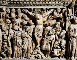 Keresztre feszítés, Nicola Pisano (1258-1278 között aktív) szószékének részlete, sienai dóm, Toszkána, 1265-1269