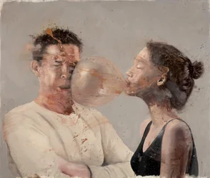 Bubble I (Lány boxerrel), 2020 (olaj, vászon)