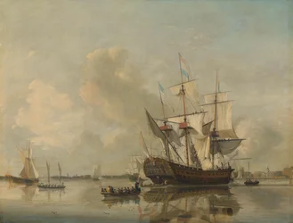 A haditengerészet "Rotterdam" fregattja a Maason a Maasnál