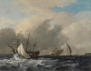A haditengerészet „Amsterdam” hadiembere a Westerlaag mellett, Amszterdamnál, Y-on