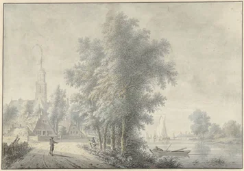 Kilátás a falura, templomtoronnyal