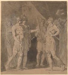 Jelenet Voltaire "Le triumvirat" című művéből, valószínűleg 1. felvonás, 4. jelenet
