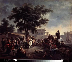 Rusztikus vidéki esküvő. Nicolas Antoine Taunay (1755-1830) festménye. Olaj, fa, 41 x 56 cm. 18. századi francia művészet. Puskin Szépművészeti Múzeum, Moszkva.