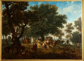 "IV. Henrik francia király (1553-1610) és szvitje vadászcsapata" (Henri IV és szvitvadászata) Nicolas Antoine Taunay (1755-1830) festménye