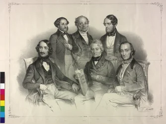 Táblázat Henry Wilhelm Ernst híres hegedűművész képeivel (litográfia)