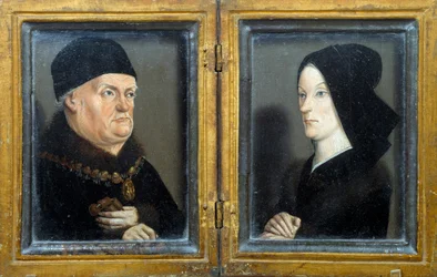 Matheron diptichonja: René, Anjou hercege, Provence grófja, Szicília és Jeruzsálem királya (1409-1480) és felesége, Jeanne de Laval portréi. Nicolas Froment festménye (kb. 1425-1483/1486) V. 0,17x0,13 m