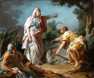 Aethra megmutatja fiának Thészeusznak azt a helyet, ahol az apja elrejtette a karját, 1768