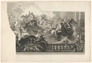 Mennyezetfestés istenek összeállításával (2. tábla) Ceiling du Milieu de la Grande Gallerie du Palais Royal (cím a tárgyon)