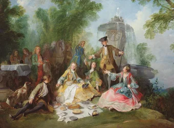 A vadásztársaság étkezése, kb. 1737