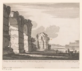 Táj romokkal és tehénpásztorokkal Vestige des Arcades ou Aqueducs de Friscati (...) (cím a tárgyon)