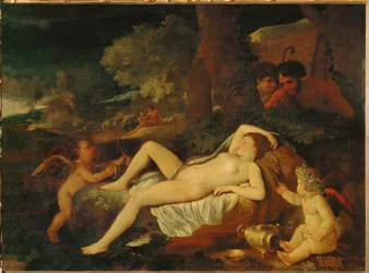 Fekvő Vénusz és Amor (olaj, vászon)