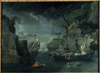 Tél vagy özönvíz. Nicolas Poussin (1594-1665) festménye, körülbelül 1660-1664. Méretek: 1,18 x 1,60 m.