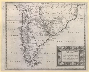 PARAGUAYR. CHILE. LA TERRE, et LES ISLES MAGELLANICQUES. Különböző kapcsolatokból / N. SANSON d