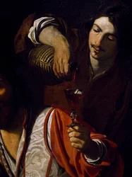 Bort tölt szolga, részlet az Ivók találkozójából, Nicolas Tournier (1590-ben-1639 előtt megkeresztelkedett), olaj, vászon