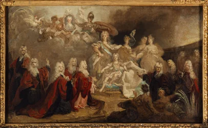 Allegória XV. Lajos eljegyzéséről a spanyolországi Marie-Anne-Victoire infánsnővel (1722), 1722-ben (olaj, vászon)