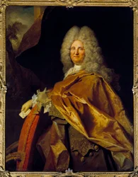 Férfiportré (Jacques de Laage (1660-ban), a méretek címzettje, XV. Lajos király titkára 1718-ban?) Nicolas de Largilliere festménye (1656-1746) 18. század V. 1,39x1,07 m