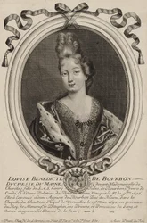 Louise Bénédicte de Bourbon (Maine hercegnője) metszete, készítette Nicholas de Larmessin, Párizs, 1690 körül.