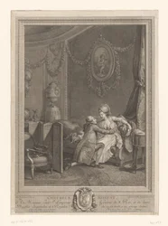 A boldog pillanat Slaapkamerinterieur met koppel op bed A boldog pillanat (cím a tárgyon)