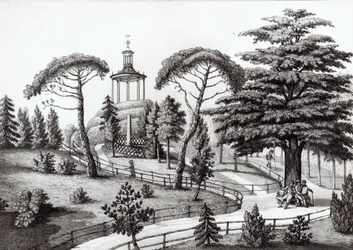 Labirintus a párizsi Jardin des Plantes-ból, metszett: Francois Aubertin (177383-1821)