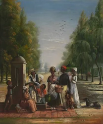 Szolgák a szivattyúnál, 1840 körül (olaj, vászon)