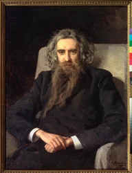 Portrait du philosophe et ecrivain Vlagyimir Szolovjov (Szolovjov, Szolovjov) (1853-1900) (Vlagyimir Szolovjov filozófus és szerző portréja) - Nyikolaj Alekszandrovics Jarosenko (Jarocsenko) peinture (1846-1898), olaj, vászon