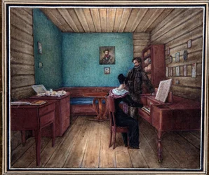 Serge Volkonski gróf (1788-1865) és felesége (Maria Volkonskaia,?) a Péter-Pál erődben (Szentpétervár). (S. Volkonsky gróf feleségével a Péter börtönben). A dekabrist (decembrist) felkelés vezetője (1825), miután a