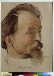 Felix Dzerzsinszkij (1877-1926), bolsevik forradalmár, a Cseka alapítója és vezetője (Feliks E. Dzerzsinszkij) portréja – Nyikolaj Andrejevics (1873-1932) rajza, vér és kréta papíron (32,3x24,3 cm)