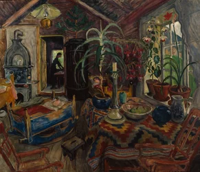 Belső, bölcsővel, 1925 körül (olaj, vászon)
