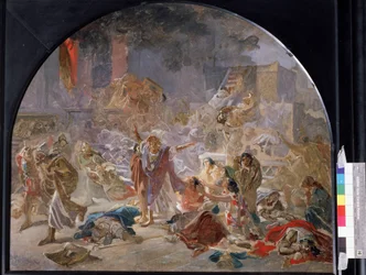 A jeruzsálemi templom lerombolása. Nyikolaj Nyikolajevics Ge (meleg) (1831-1894) festménye, olaj, vászon