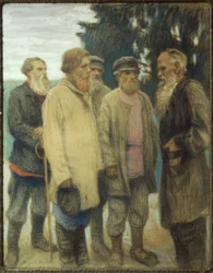Leo Tolstoj farmerekkel / Bogdanow-Bjelski pasztellje